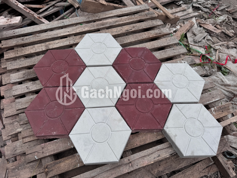 Gạch Lát Vỉa Hè Lục Giác Bóng Xám Ghi