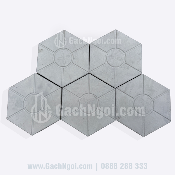 Gạch Lát Vỉa Hè Lục Giác Bóng Xám Ghi