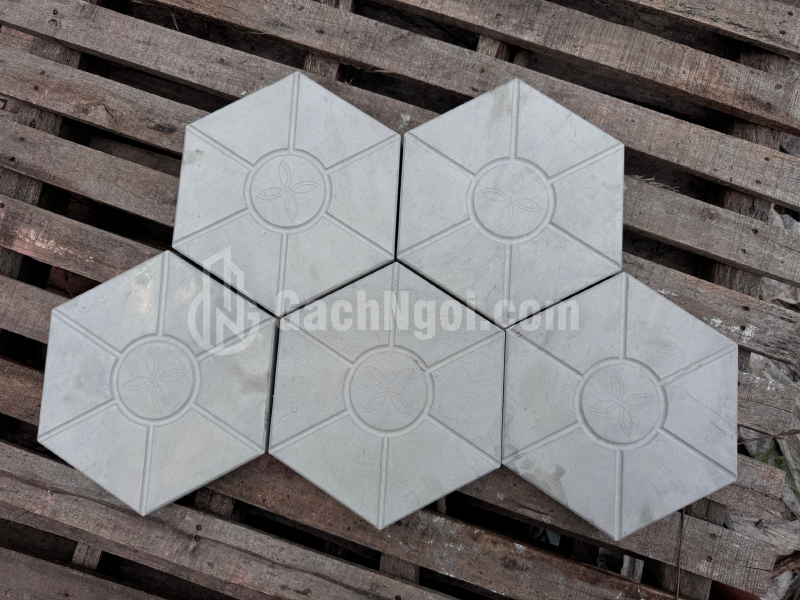 Gạch Lát Vỉa Hè Lục Giác Bóng Xám Ghi
